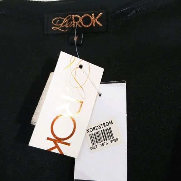 NWT LaRok liquid metallic black cowl neck dress M - Picture 10 of 14